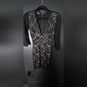 Bebe Black Textured Lace Dress